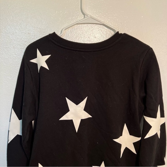 Zenana Star Print Hi-Low Sweatshirt Black White - Picture 8 of 11